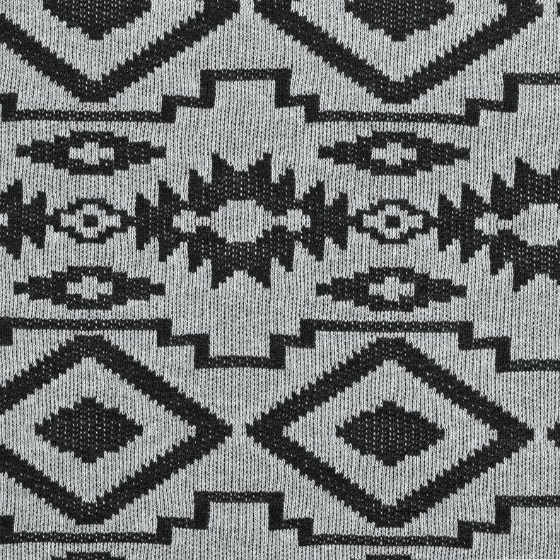 Ikat-patroon van gebreide stof – grijs/zwart, image number 1