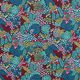 Katoenen stof cretonne vogels in een bloemenveld – nachtblauw,  thumbnail number 1