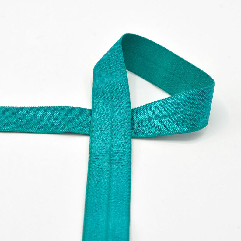 Elastisch bandje (rubberen vouw) glanzend [20 mm] – petroleum,  image number 1