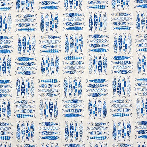 Decostof Canvas Sardines – blauw/natuur,  image number 1