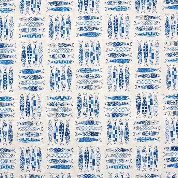 Decostof Canvas Sardines – blauw/natuur, image number 1