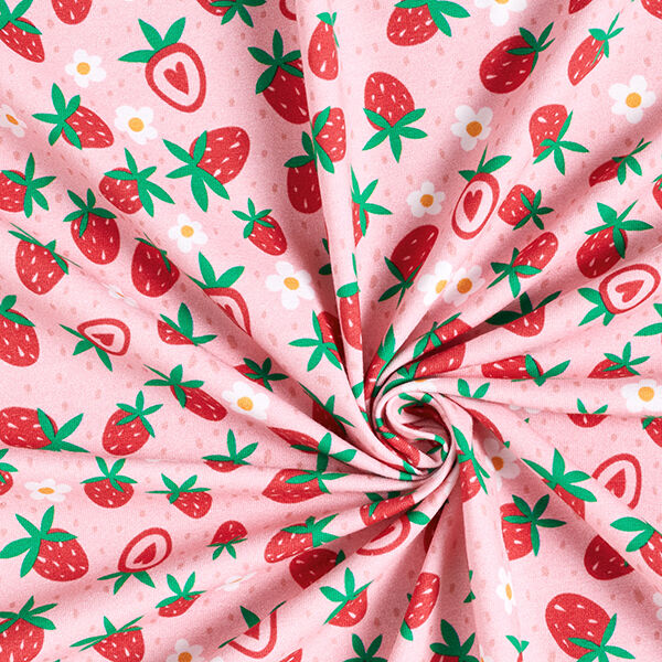 Katoenjersey Schattige aardbeien | PETIT CITRON – roze,  image number 3