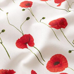 Decostof Half panama klaprozen – wit/rood, 
