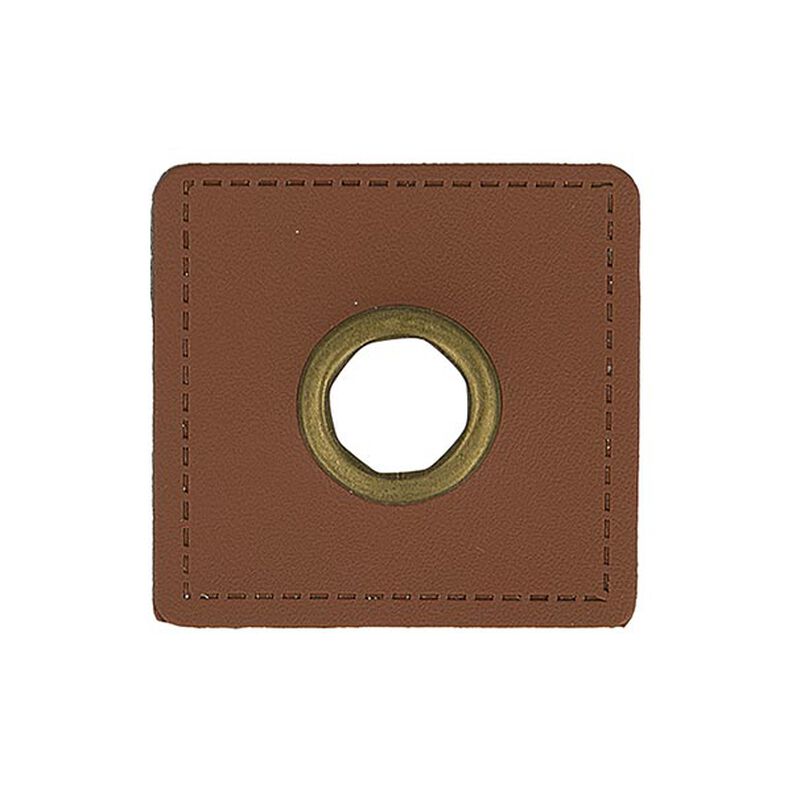 Applicatie imitatieleren patch met oogje [ 4 Stuk / Ø 10 mm ] – bruin,  image number 1