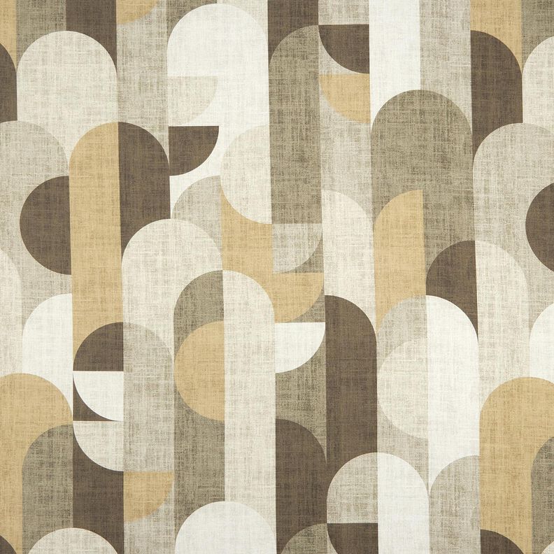 Verduisteringsstof abstracte bogen – kaki/licht taupe, image number 1