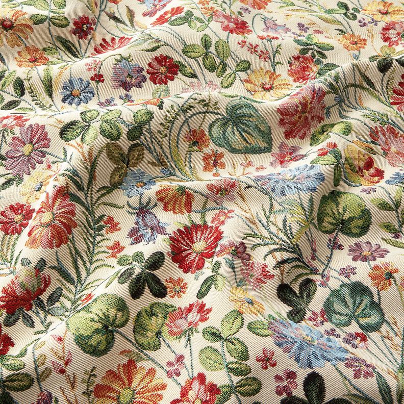 Decostof Gobelin vrolijke bloementuin – lichtbeige/groen,  image number 2