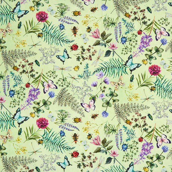 Outdoorstof Canvas wilde bloemen & insecten – pastelgroen,  image number 1