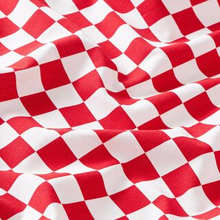 Katoenjersey Schaakbord [18 mm] – licht rood/wit, 