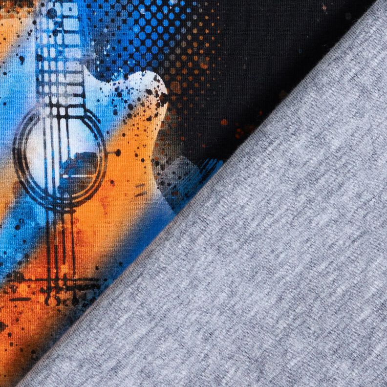 Katoenjersey Panel Gitaar | Glitzerpüppi – zwart/oranje,  image number 4