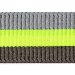 Tassenband neon [ 40 mm ] – neongeel/grijs, 