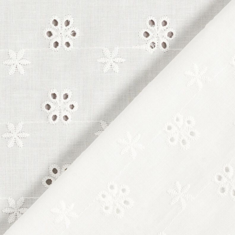 Katoenen stof met los borduursel kleine bloemen – wit,  image number 4