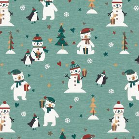 Katoenjersey Pinguïn, ijsbeer en sneeuwman – riet, 