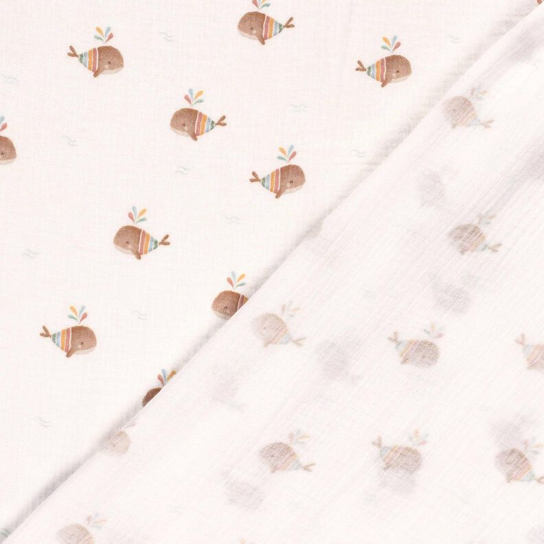 Mousseline/dubbel gehaakte stoffen gestreepte walvis Digitaal printen – ivoor,  image number 4