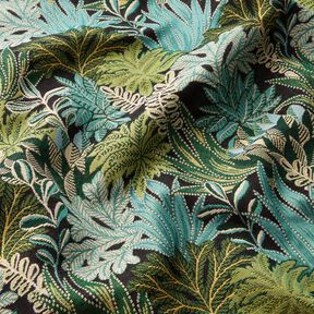 Decostof Jacquard Junglebladeren – zwart/groen, 
