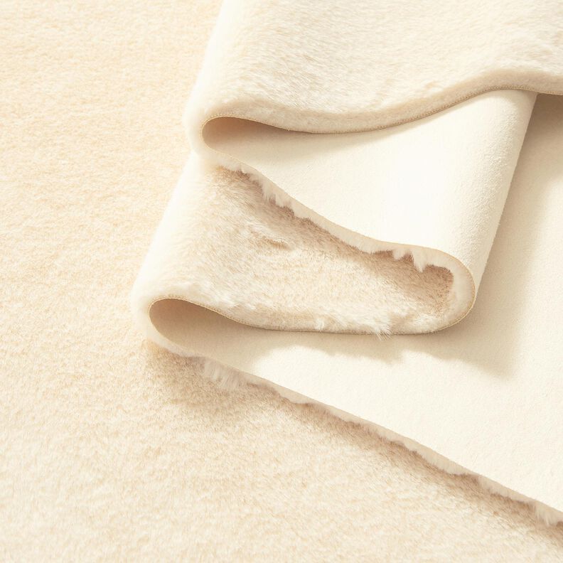 Veloursstof met imitatiebont achterkant – creme,  image number 8