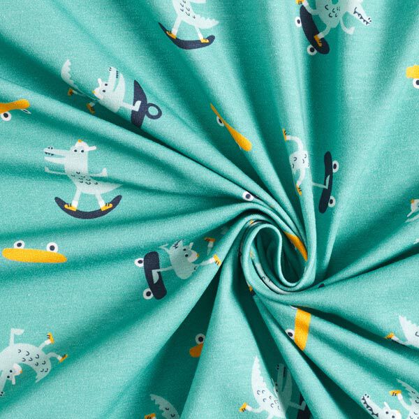 Katoenjersey skate krokodil | PETIT CITRON – mint, image number 8