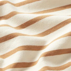 Katoenjersey smalle en brede strepen – creme/kaneel, 