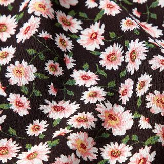 Viscose crêpe bloemenzee – zwart, 