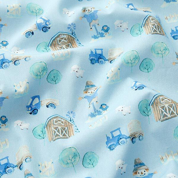 Katoenpopeline Boerderij Digitaal printen – babyblauw, image number 2