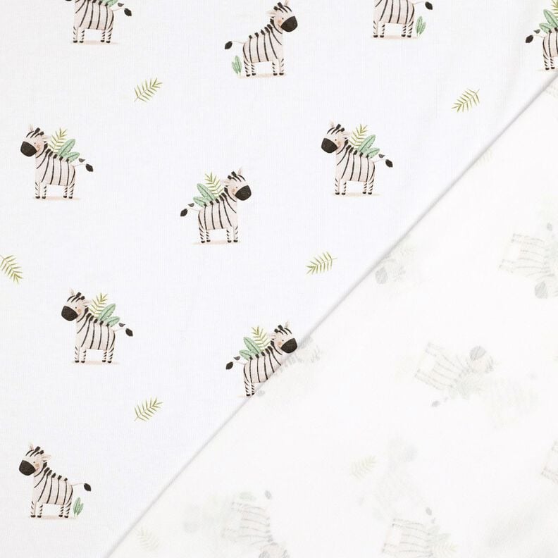 GOTS Katoenjersey Zebra's in de steppe Digitaal printen | Poppy Fabrics – wit/zwart,  image number 3