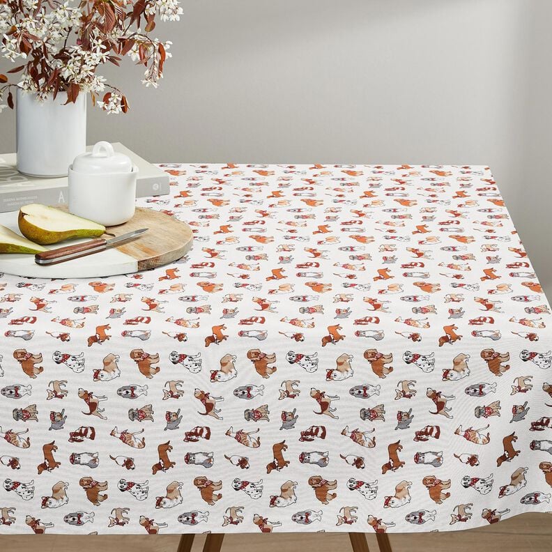 Katoenen stof Cretonne speelse honden – middelbruin/ivoor,  image number 6