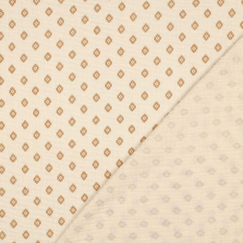 GOTS Mousseline/dubbel gehaakte stoffen Boho ruitpatroon  | Poppy Fabrics – creme/kaneel,  image number 4