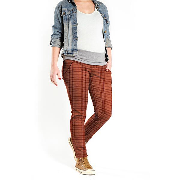 Jacquard broekenstof stretch ruiten – terracotta, image number 6