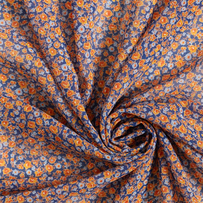 Chiffon Millefleurs – indigo/oranje,  image number 3