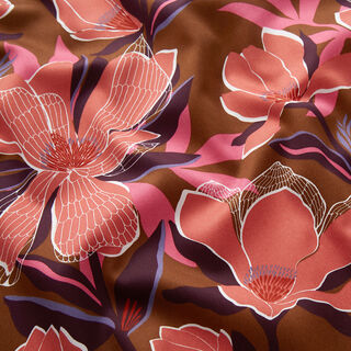 Katoensatijn magnolia's | Nerida Hansen – middelbruin, 