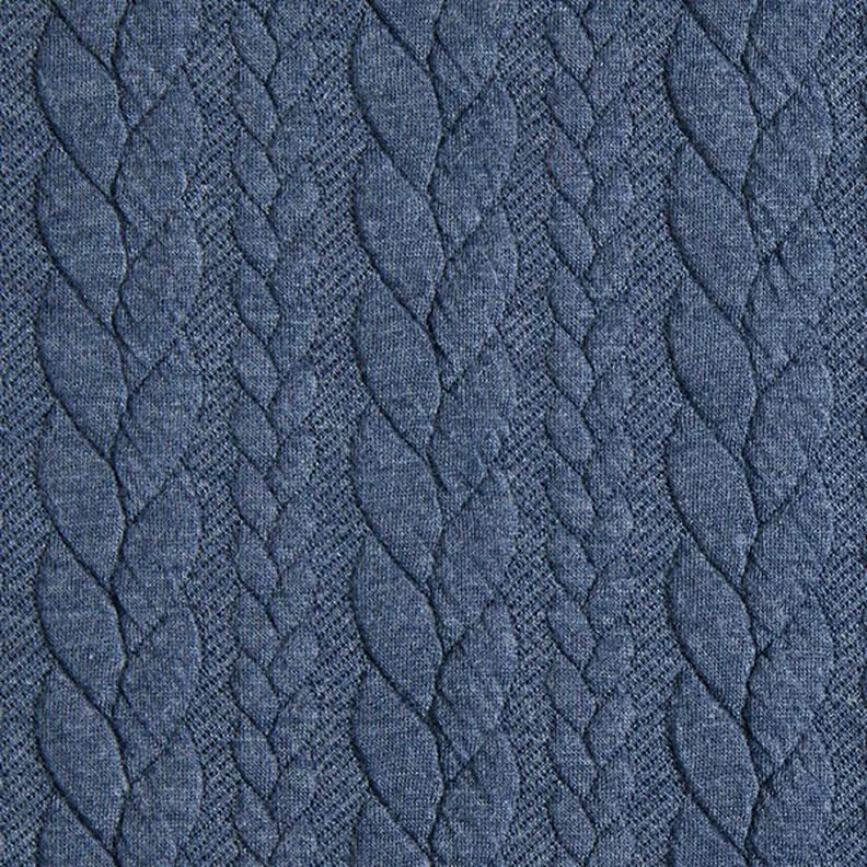 Jerseyjacquard cloqué kabelsteekpatroon – jeansblauw,  image number 1