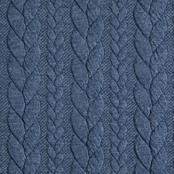 Jerseyjacquard cloqué kabelsteekpatroon – jeansblauw,  image number 1