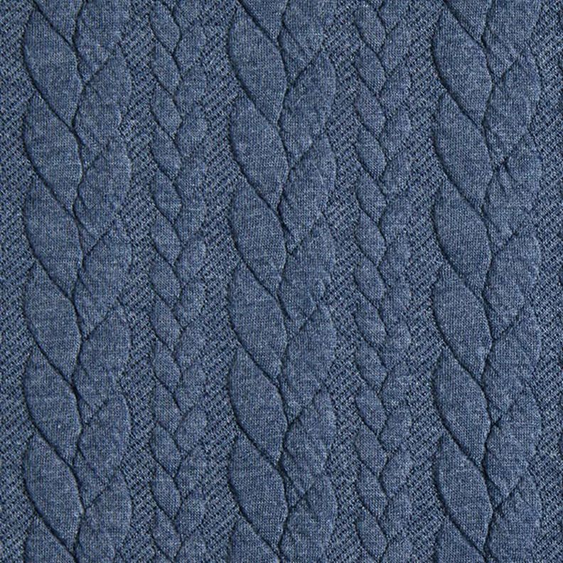Jerseyjacquard cloqué kabelsteekpatroon – jeansblauw,  image number 1