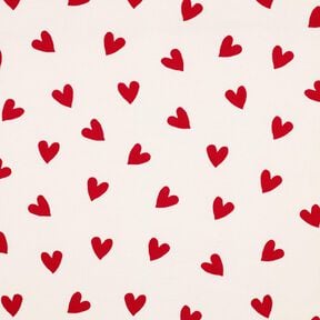Katoenflanel Harten | Poppy Fabrics – ivoor/karmijnrood, 