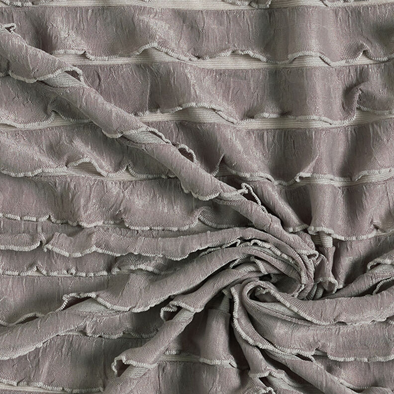 Gegolfde jersey batik horizontale strepen – donkertaupe,  image number 3