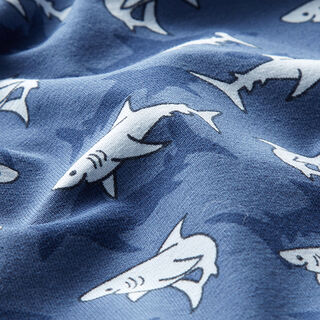 Katoenjersey Haaien – jeansblauw, 