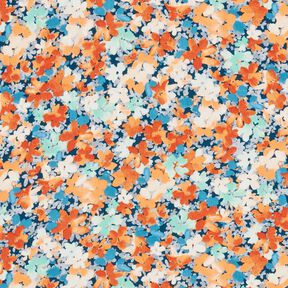 Viscosestof gevlekte bloemen – terracotta/blauw, 