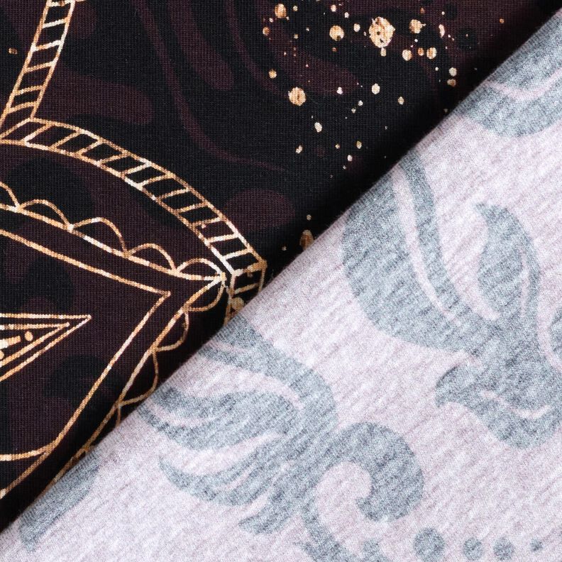 KatoenjerseyBorduurstof Mandala met gouden spikkels | Glitzerpüppi – zwartbruin/goud, image number 4