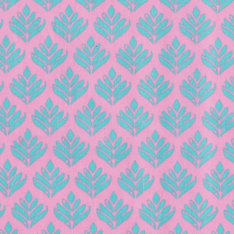 Gecoate katoen abstracte vakken – roze/aquablauw, image number 1