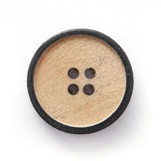 Houten knoop 4-gats  – beige/zwart, 