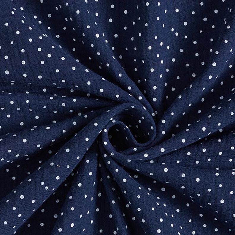 Mousseline/dubbel gehaakte stoffen Stippen – marineblauw/wit, image number 3
