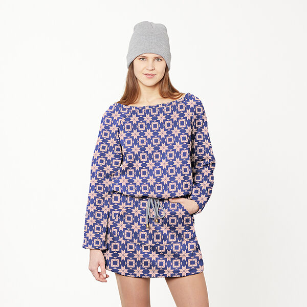 Softsweat Noors patroon – indigo/zalm, image number 6