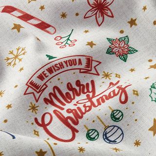 Decostof Half panama Merry Christmas – natuur, 