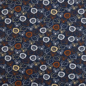 Katoenpopeline Dierengezichten | Poppy Fabrics – blauwgrijs, 