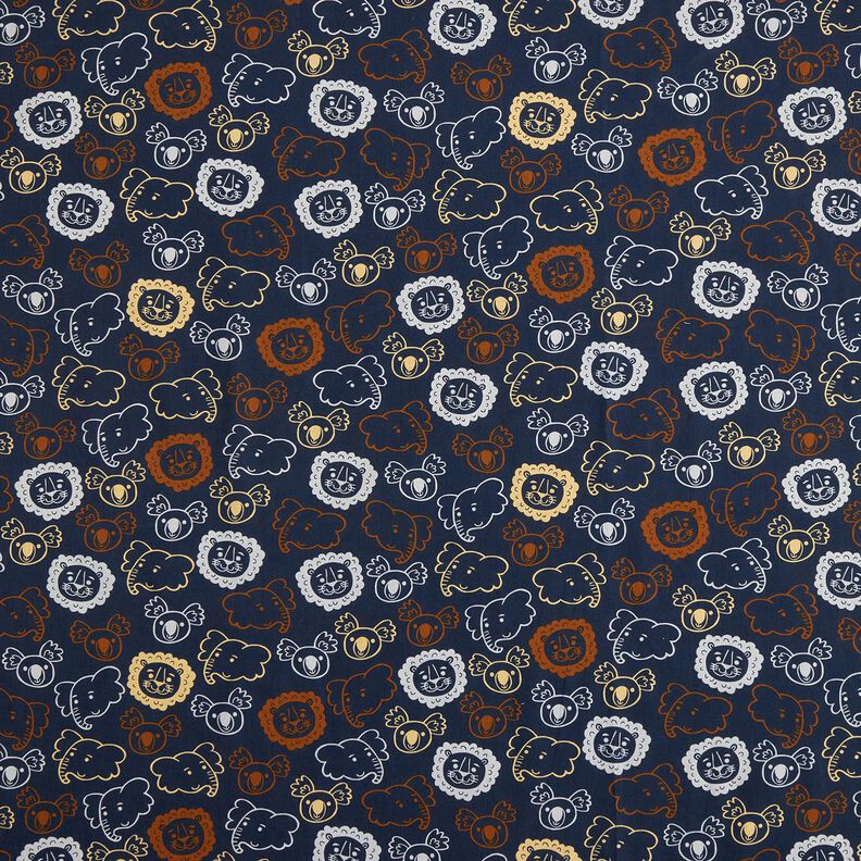 Katoenpopeline Dierengezichten | Poppy Fabrics – blauwgrijs,  image number 1