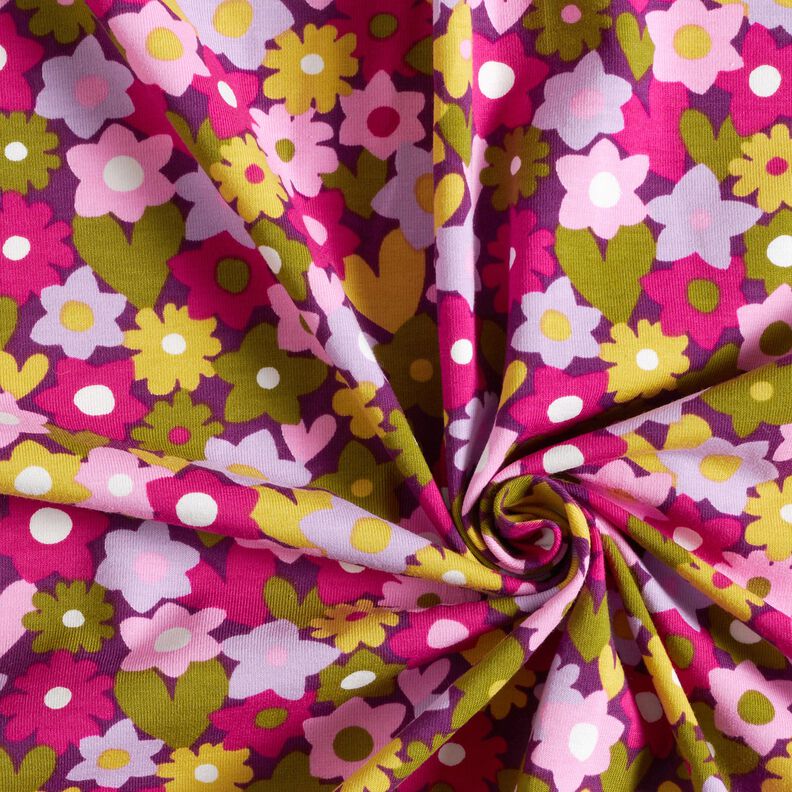 Katoenjersey bonte bloemen | Poppy Fabrics – druif,  image number 3