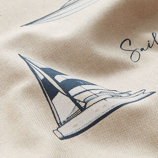 Decostof half panama "Yacht Club" – natuur/rood, 