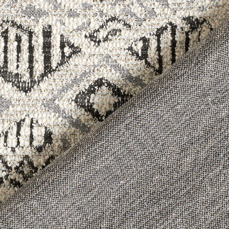 Gebreid bouclé ikat-patroon – grijs/wit,  image number 4