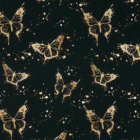Katoenjersey gouden vlinders | Glitzerpüppi – zwart, 