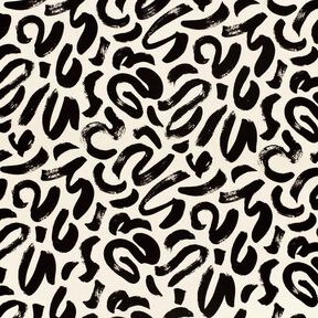 Viscosejersey abstracte penseelstreken – creme/zwart, 