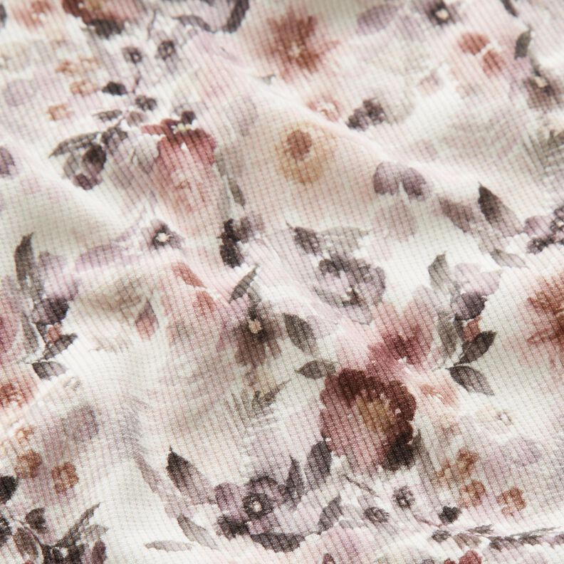 Ribjersey romantische bloemen Digitaal printen – ecru,  image number 2